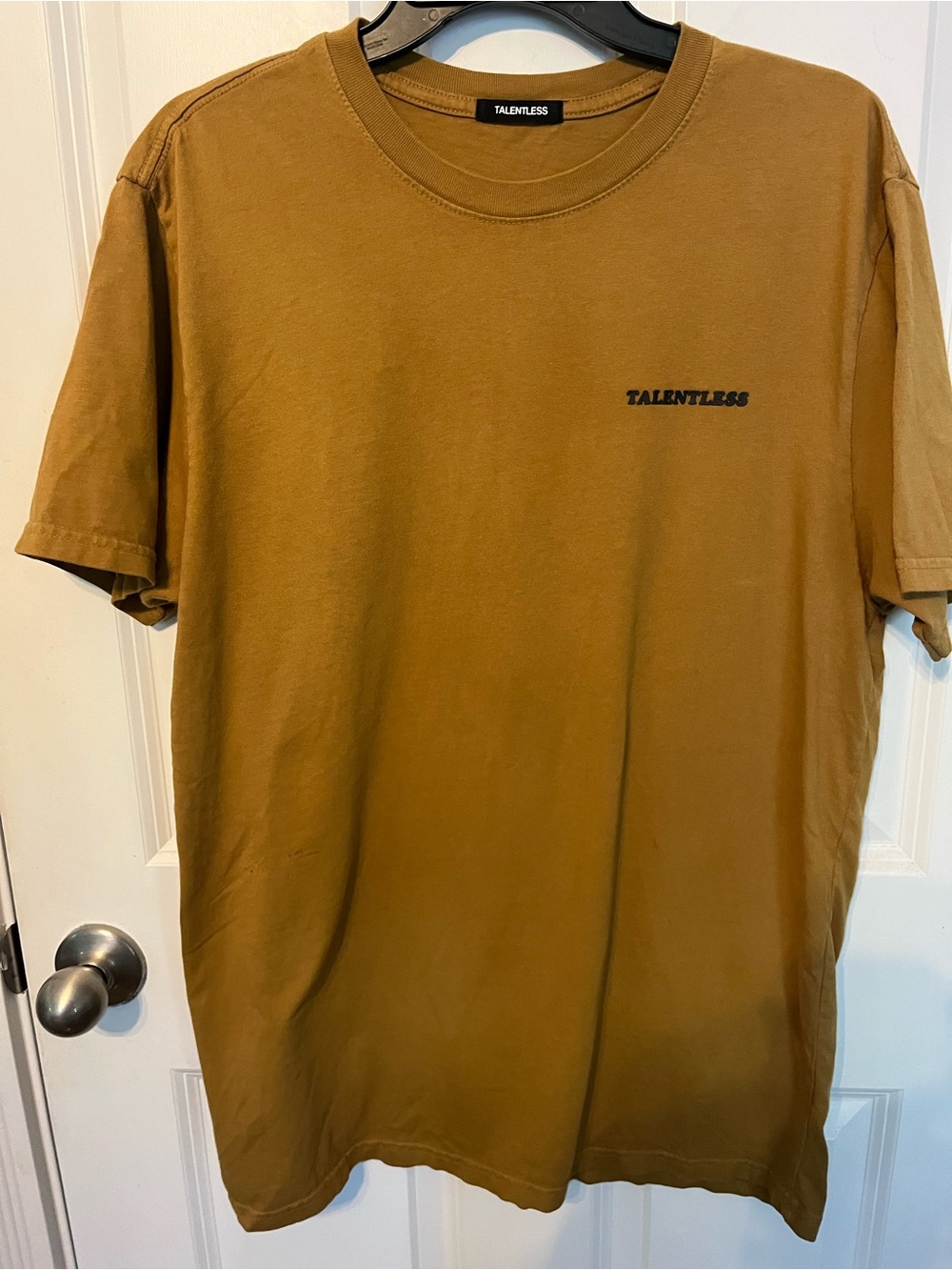 TALENTLESS Short Sleeve Crewneck Tee in Caramel Brown with Chest Logo